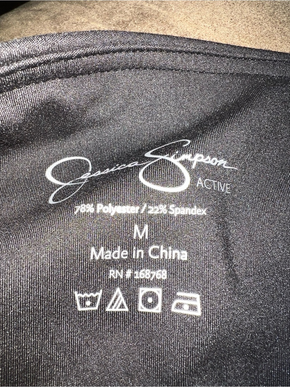 Jessica Simpson Black Active Top with White Logo - Picture 2 of 4